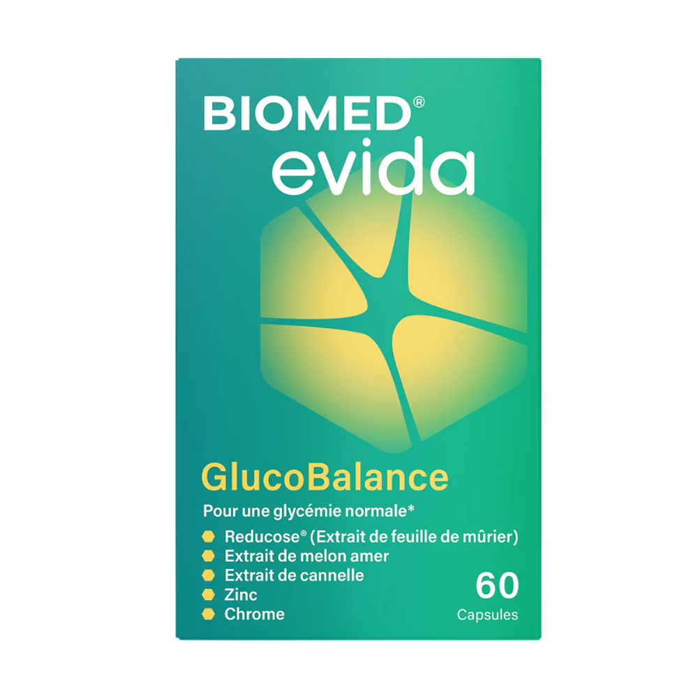 Biomed evida - GlucoBalance

POSITIONING 
Blood sugar & Insulin 

KEY CLAIMS
Support normal blood glucose levels

COMPOSITION per serving
Reducose® 250 mg, Bitter melon extract 500 mg, Cinnamon extract 200 mg, Zinc 5 mg (50% RDI), Chromium 160 µg (400% RDI) 

FORMAT & NUMBER OF SERVINGS PER PRODUCT
60 capsules – 30 servings

MODE OF USE
Take 2 capsules daily before main carb meal
