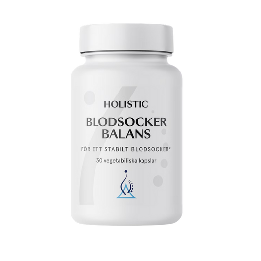 Holistic Blodsockerbalans hjälper dig att stabilisera blodsockret efter kolhydratrika måltider, minska blodsockertoppar och öka mättnadskänslan – allt för att ge dig en jämnare energi under hela dagen. Produkten är också ett effektivt stöd för en hälsosam viktbalans.

Blodsockerbalansen påverkar vår hälsa på många sätt, från energi och humör till vikt och hormonhälsa. Stora svängningar i blodsockret kan orsaka trötthet, hunger, sötsug och hormonella obalanser. Holistic Blodsockerbalans hjälper till att stab