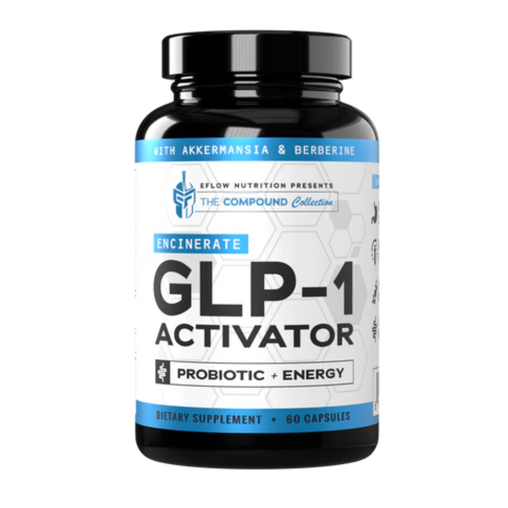 GLP-1 Activator with Bernerine & Akkermansia serves as your powerful partner in overcoming hunger and shedding persistent body fat.

This advanced blend stimulates your body's natural GLP-1 production to help curb appetite, particularly those hard-to-resist carbohydrate cravings. Featuring ingredients backed by research, eFlow Nutrition GLP-1 engages your metabolism to promote faster fat utilization, helping convert stored white fat into metabolically active brown fat that burns calories more efficiently. 