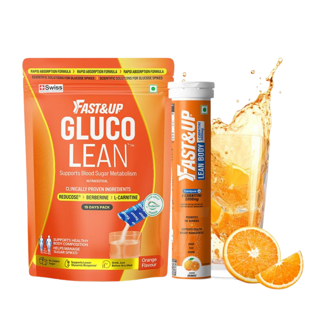 Enjoy your favourite carbs while managing weight, burning fat, and boosting energy with this powerful combo.
 Fast&Up Lean Body is a powerful weight loss supplement with 2000 mg L-Carnitine Tartrate sourced from Carnipure® by Lonza, Switzerland. Developed with Swiss Effervescent Technology, it ensures fast absorption, high bioavailability, and is gentle on the stomach. L-Carnitine helps transport stored fat to the mitochondria