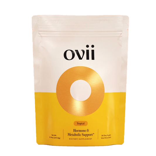Dietary supplement. Ovii Metabolic Sync
Supports cycle regularity, reduced cravings, less bloat, and steady energy & mood*
Helps manage post-meal glucose response — supporting fewer spikes, crashes, and less food noise*
Supports metabolic function, including for women navigating PMOS / PCOS, PMS, and menopause-related metabolic concerns*