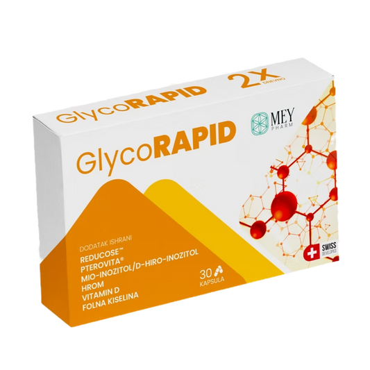 
GlycoRAPID
Pakovanje: 30 kapsula
Način upotrebe: Odrasli i djeca starija od 12 godina:

1 tableta dnevno sa čašom vode. 15 minuta prije glavnih obroka.
Dužina primjene: minimum 3 mjeseca
Povoljan bezbjedonosni profil.