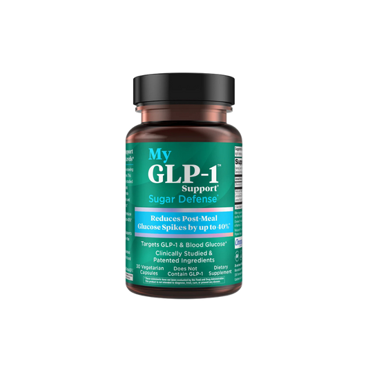 MyGLP-1™ Sugar Defense is a next-generation, triple-action powerhouse to help you get control of your carbohydrate intake and the dreaded blood sugar spikes. This advanced formula targets GLP-1 levels, supports healthy blood glucose management, and can even help you manage your weight.*
