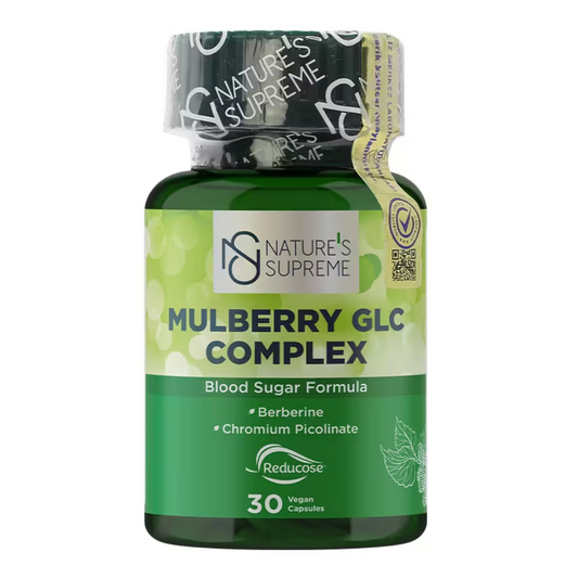 What is Nature's Supreme Mulberry GLC Complex 30 Capsules?
Nature's Supreme Reducose Mulberry GLC Complex 30 Capsules; It is a food supplement that contains mulberry leaf extract, berberis vulgaris extract (berberine), chromium picolinate, cassia extract, and L-leucine.

Each capsule; Reducose® branded mulberry leaf extract has a rich content containing berberine and chromium picolinate. Thanks to its packaging of 30 capsules, it offers a practical option for regular use.