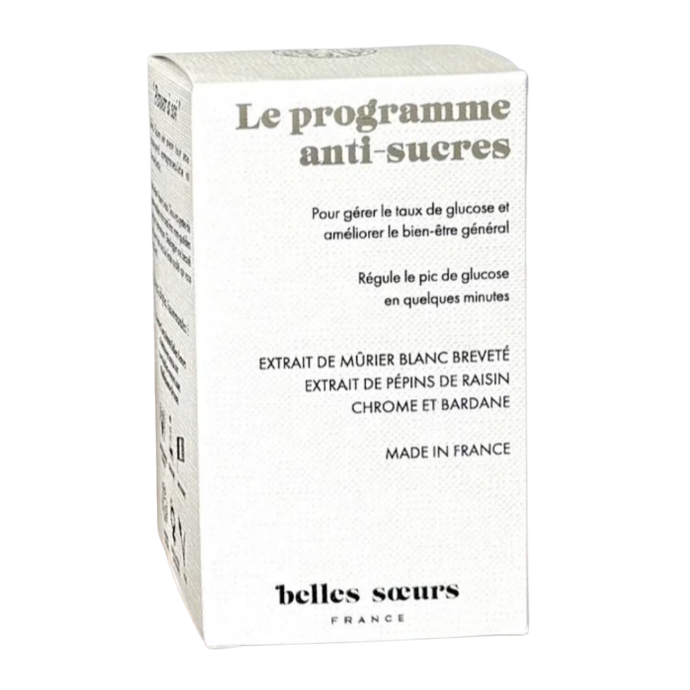 Le programme anti-sucres 1 mois

Pour gérer le taux de glucose et améliorer le bien-être général.

Régule le pic de glucose après les repas.

Permet de : 
Réduire naturellement la consommation de sucres et de glucides
Limiter l'impact des sucres et des glucides sur l'organisme
Plus de 15 études cliniques réalisées sur l'efficacité de notre actif phare. 

Les actifs de la formule 

EXTRAIT DE MÛRIER BLANC BREVETÉ

*(Reducose®) C’est l’actif central du programme. 